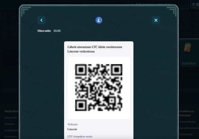 Litecoin kasinon kryptolompakon qr-koodi