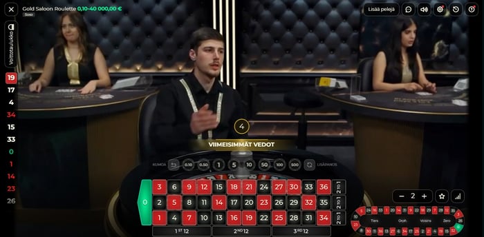Gold Saloon Roulette live-pelin näkymä Ragnaro kasinolla.