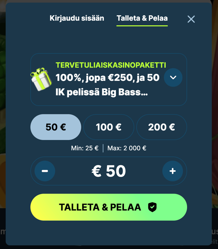 LoloCasinon tervetulopaketti tulee monen talletuksen kautta