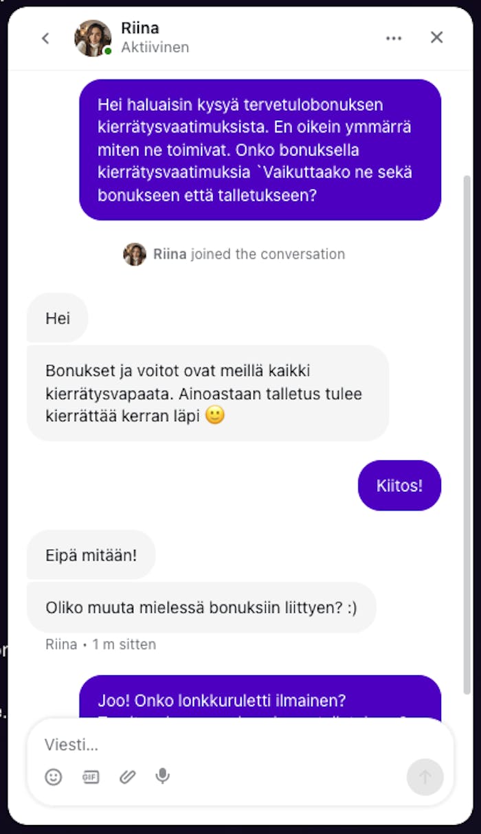 Lonkeron asiakaspalvelija vastaa yst?v?llisesti suomeksi