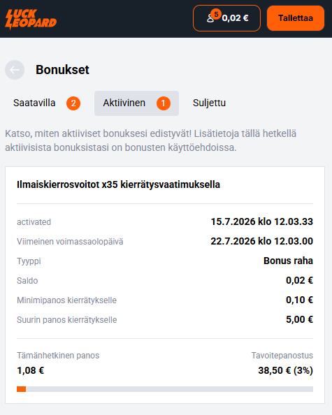 Ilmaiskierrosvoittojen 38,50 euron kierrätystavoite.
