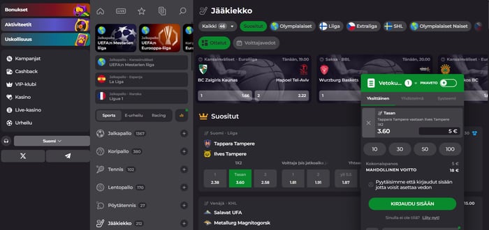 LuckyCapone Casinon vedonlyöntiosiosta löytyy useita suomalaisille sopivia kohteita, ja erikoisempia lajeja, kuten kabbadi.