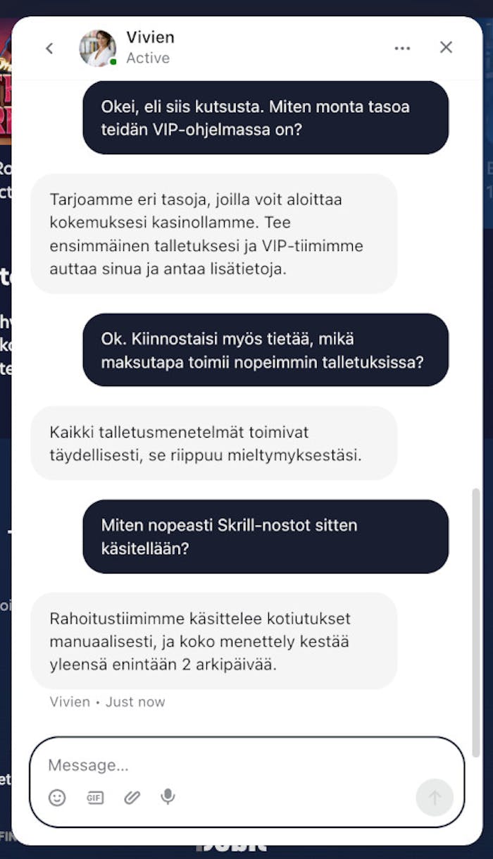 Lucky Dreams Casinon asiakaspalvelu toimii myös suomeksi