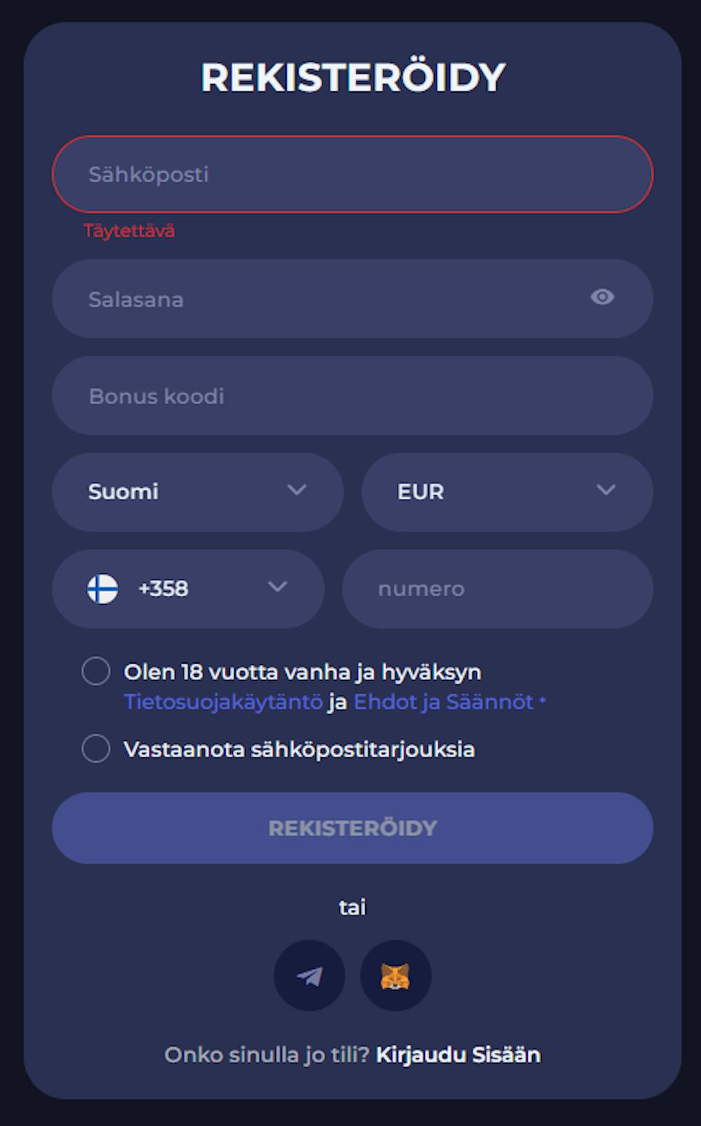 Luckyfriends ei ole kasino ilman rekisteröitymistä.