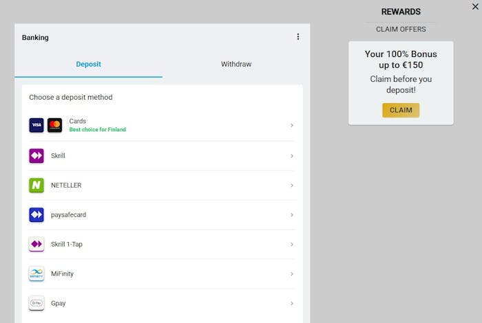 Lucky Nugget Casino talletus tapahtuu esimerkiksi Visa- ja Mastercard-pankkikorteilla.