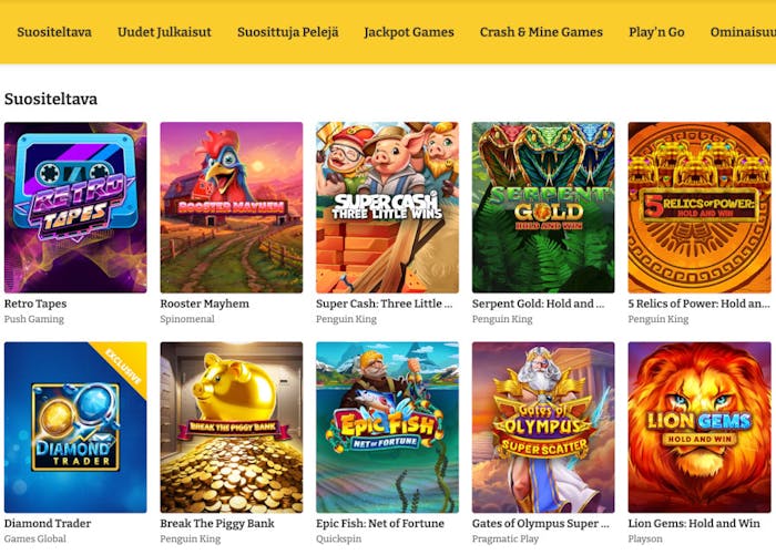 Parhaat kasinopelit Lucky Spins Casinolla