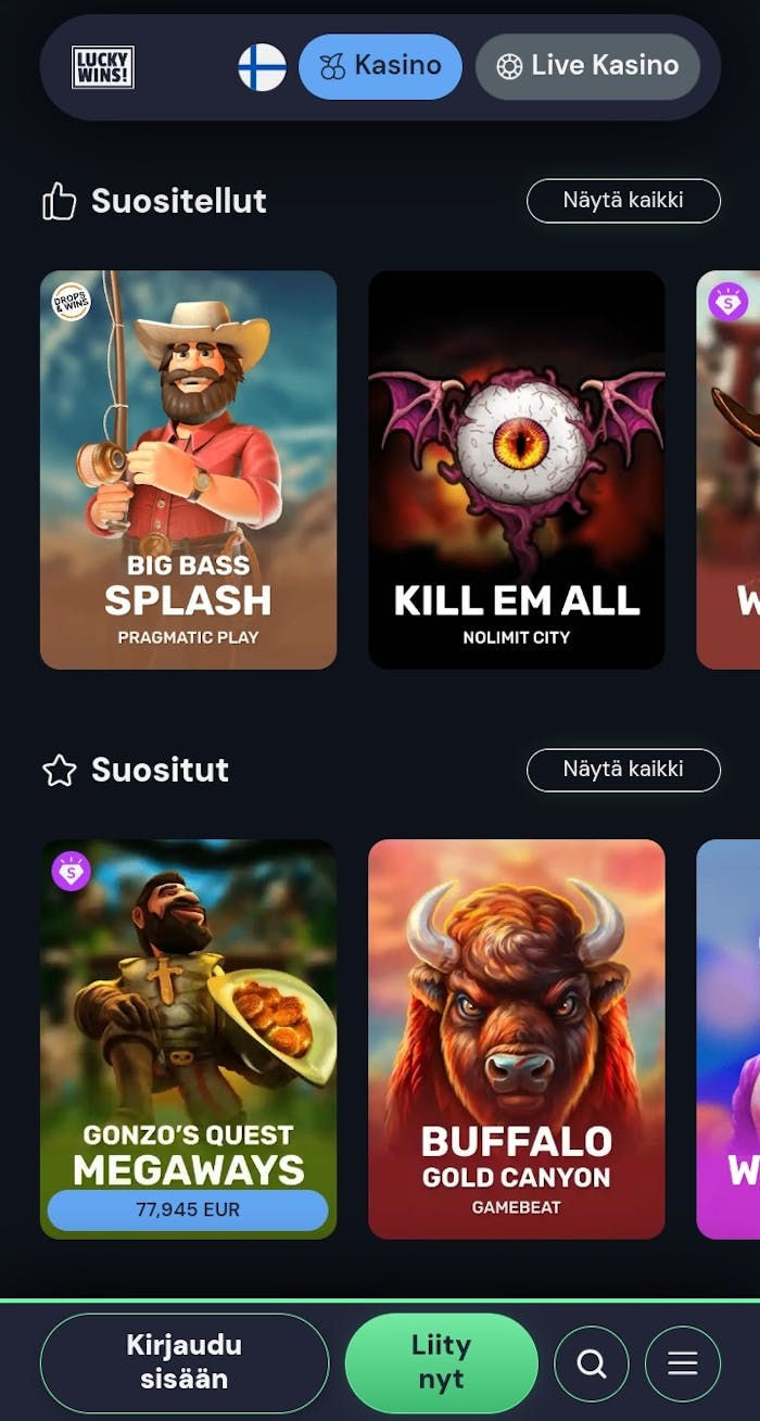 Lucky Wins mobiilissa