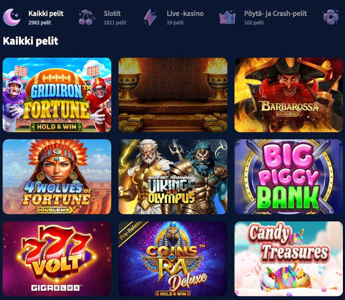 Lunar Spins Casinon aulasta l?yd?t parhaat slotit