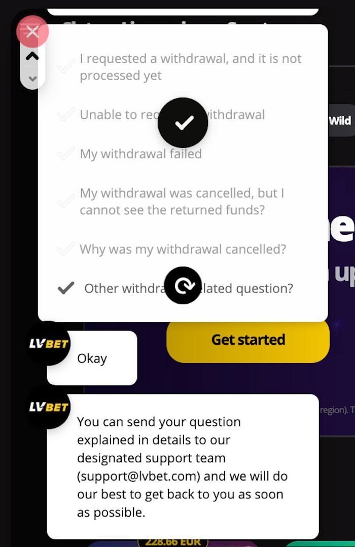 LVBet Casinon asiakaspalvelu käyttää chatbottia