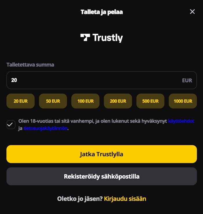 LVBet Casinolla voit päättää haluatko rekisteröityä pikana vai perinteisesti