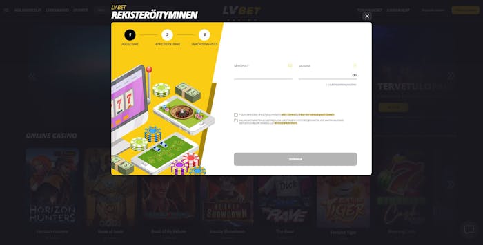 lvbet ilmoittautumissivu