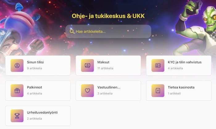 Lyrabet Casinon UKK-sivu