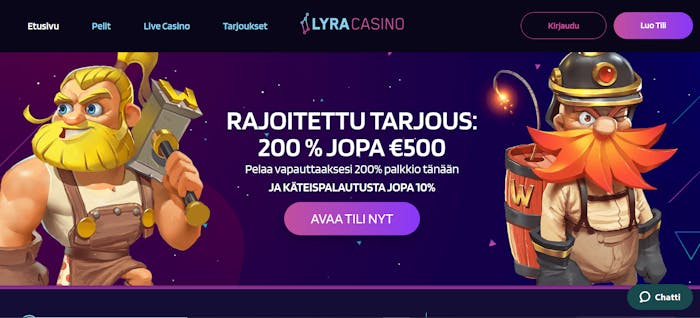 lyra casinon tervetulotarjous