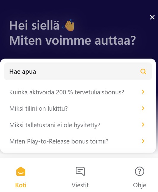 Lysa Casinon tukikeskuksen vaihtoehtoja.