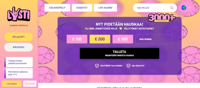 lystin tervetulotarjous