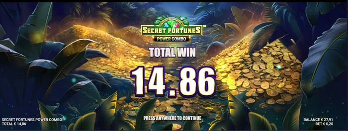 Secret Fortunes Power Combo -pelin 14,86 euron voitto.