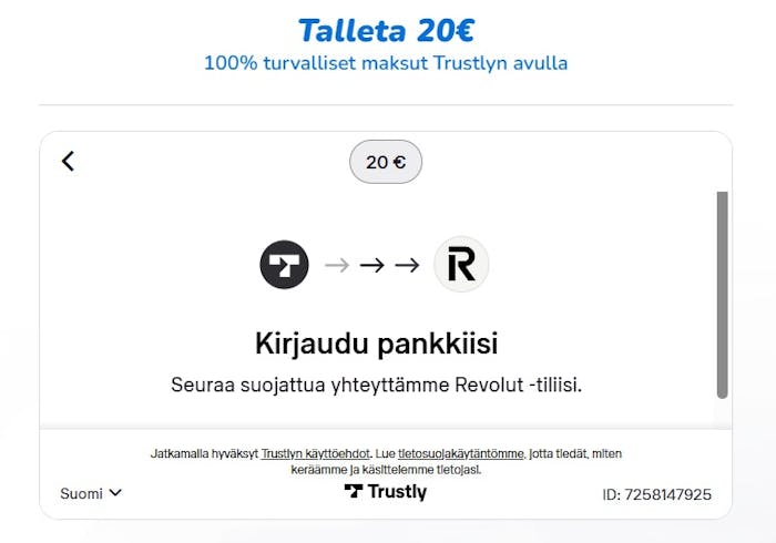 Mahti kasinolle voi tallettaa verkkopankkista ja Revolutista.