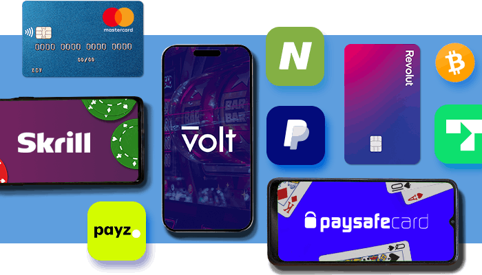 Älypuhelimia ja casino maksutapojen logoja