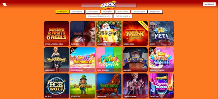 Amok Casinon pelivalikoima