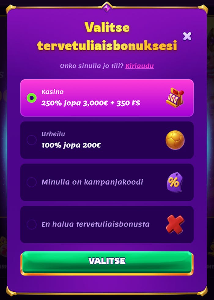 MidasLuck tarjoaa asiakkailleen jopa 3 000 euron tervetulotarjouksen.