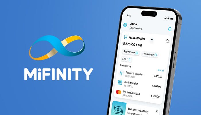 MiFinity-sovellus auki älypuhelimessa, jolla voi tehdä talletuksia ja nostoja nettikasinoilta.