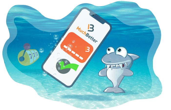 Kasinohai vedenalaisessa maailmassa tekemässä talletusta MuchBetter-nettilompakolla