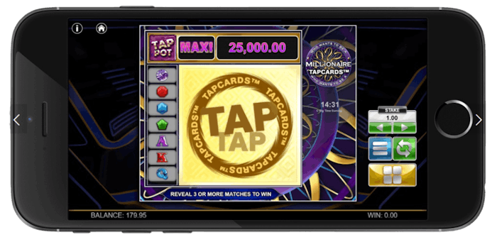 Millionaire TapCards mobiilissa	