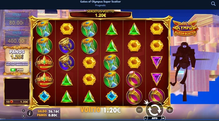 Gates of Olympus Super Scatter -pelin 1,20 euron voitto.