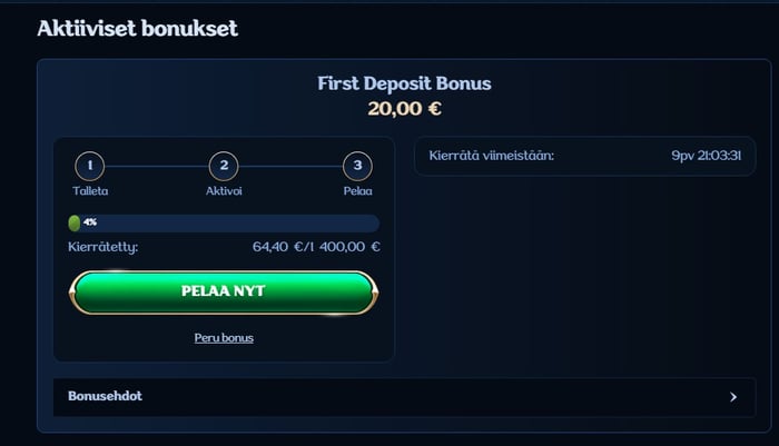 Kierrätyksen eteneminen 4 prosentin kohdalla.