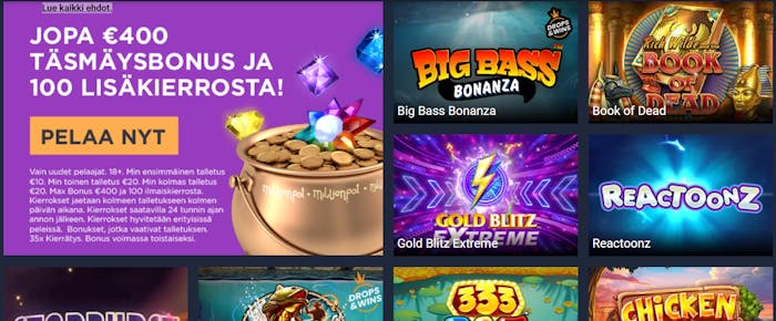 millionpotin pelivalikoima