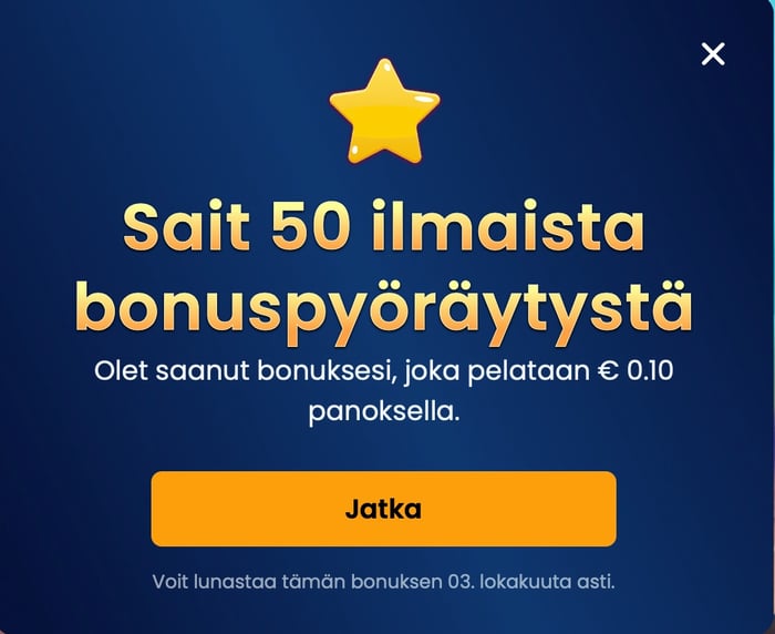 50 ilmaispyöräytystä Luna Lootsilta.