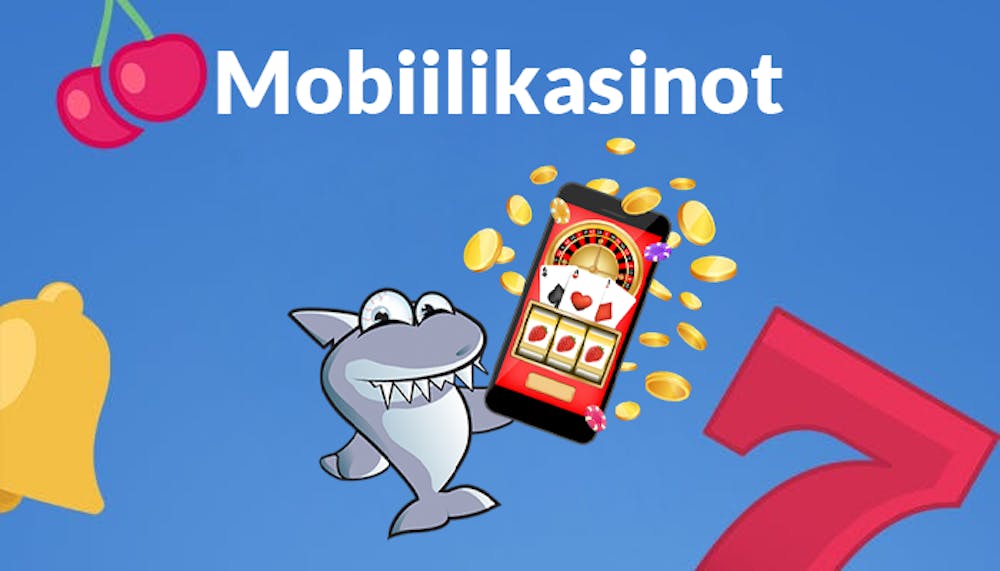 Kasinohai, joka pelaa älypuhelimella mobiilikasinolla
