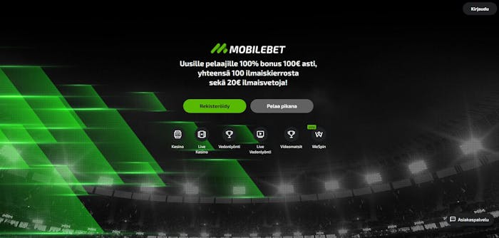 mobilebet bonus sisältää 100 % 100 euroon asti