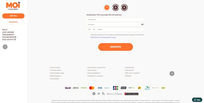 moi casino rekisteröintisivu
