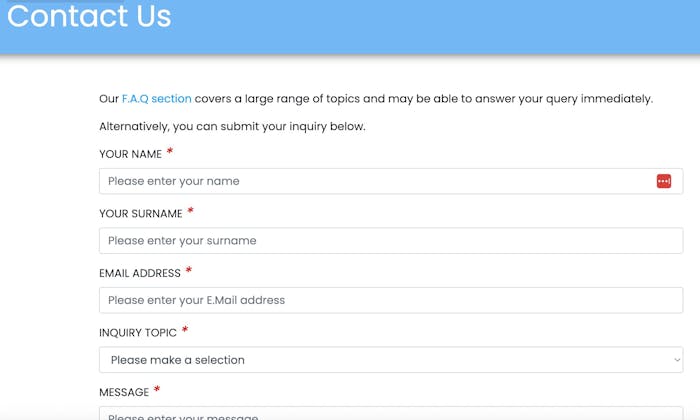 Yhteydenottolomake Mr Play Casinolla