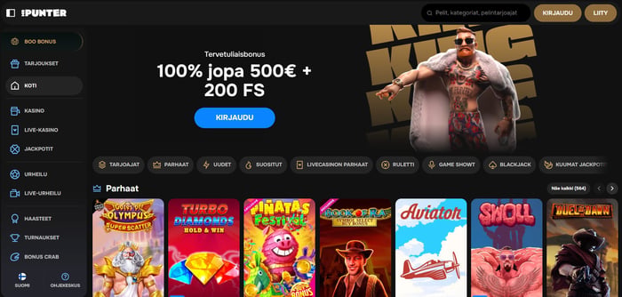 MrPunter Casino nojaa teemassaan kuuluisaa vapaaottelijaa muistuttavaan hahmoon. Peliaula on selkeä, ja kasino toimii lokalisoituna.