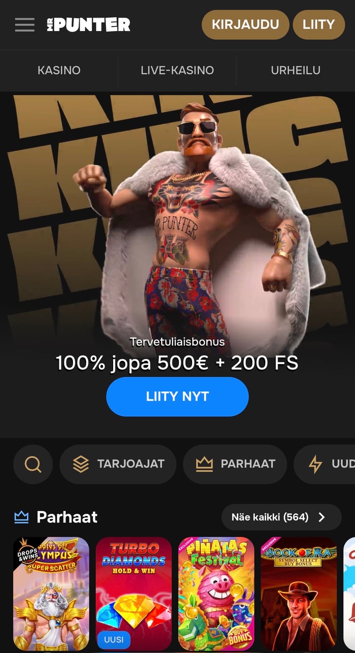 MrPunter Casinon mobiiliversio toimii selaimessa, ja tarjoaa erittäin laadukkaan pelikokemuksen.