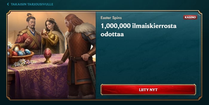 My Empire Casinon Easter Spins -kampanjassa on jaossa jopa 1 miljoona ilmaiskierrosta.