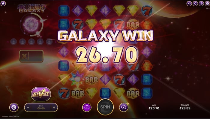 26,70 euron voiton kuvakaappaus Starburst Galaxy -pelistä.