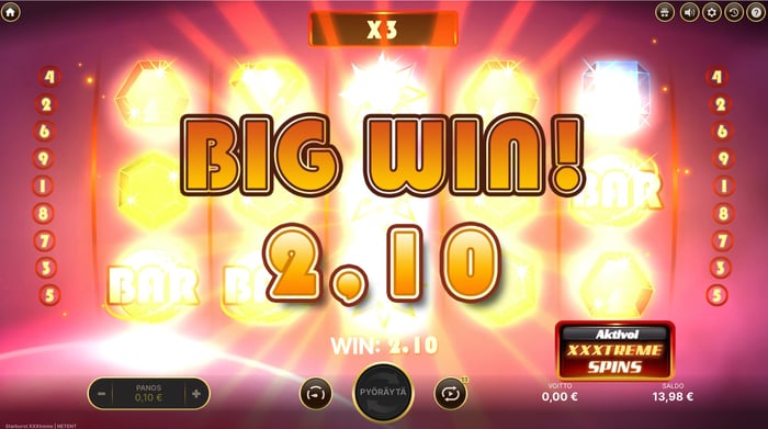 Starburst XXXtreme 2,10 euron voitto.