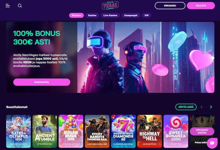 NeonVegas Casinon etusivu