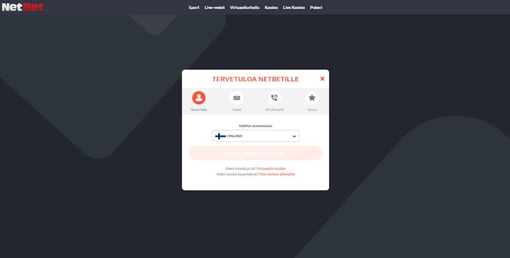 netbet Ilmoittautumisikkuna