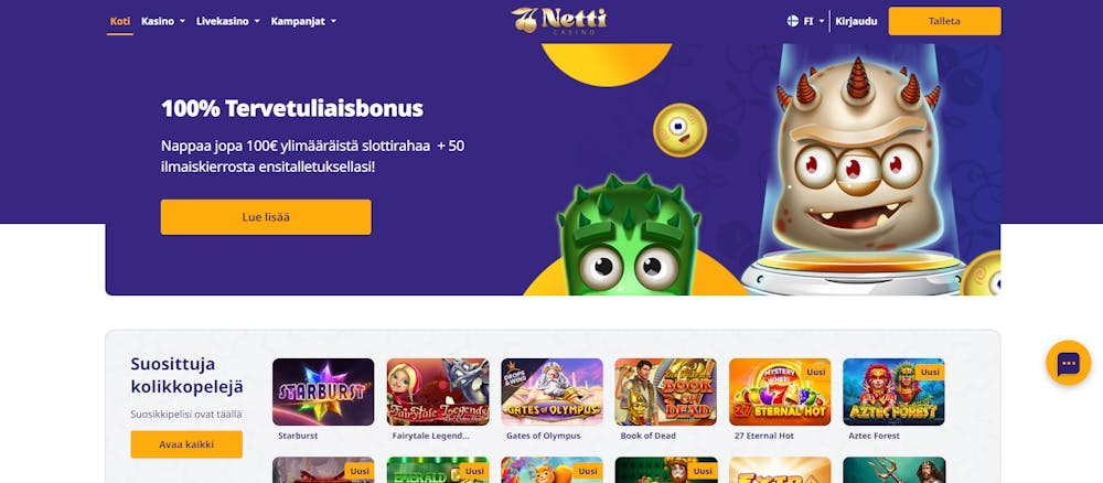 netticasinon tervetulotarjous