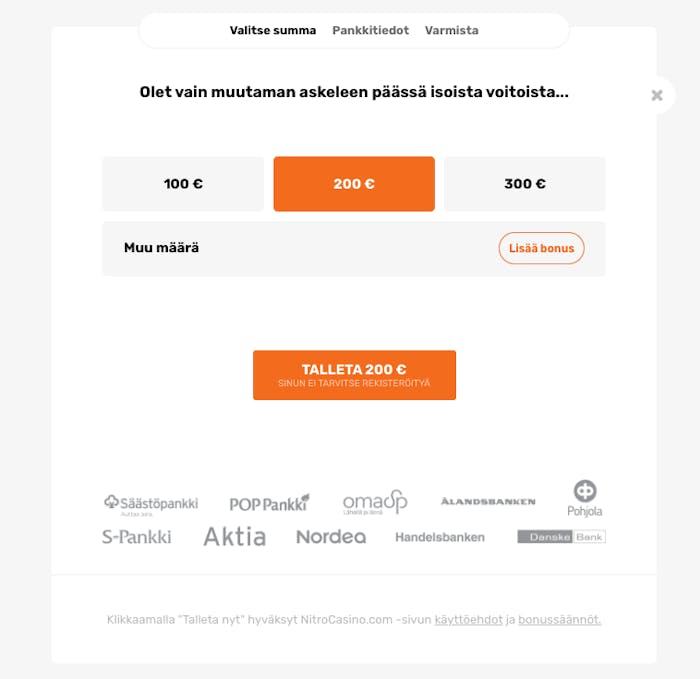Tee nopea talletus ja aloita pelaamaan Nitro Casinolla