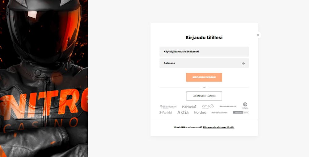 nitro casino kirjautumisikkuna
