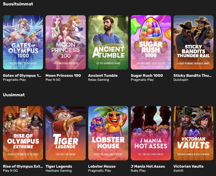 Nitro Kasinolta löytyy suosituimmat pelit kuten Gates of Olympus 1000