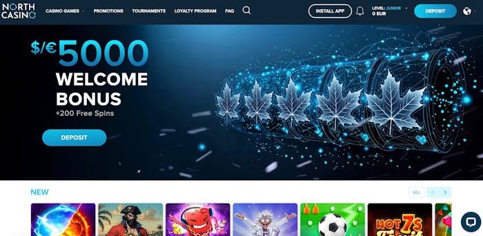 North Casinon etusivu ja tervetuliaisbonus
