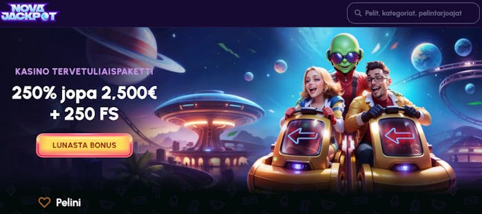 Lunasta Nova Jackpot Casinolta jopa 2500 € bonukset ja 250 ilmaiskierrosta