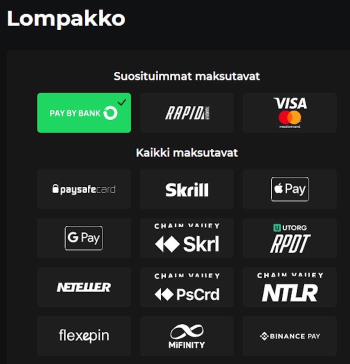 Betify maksutavat