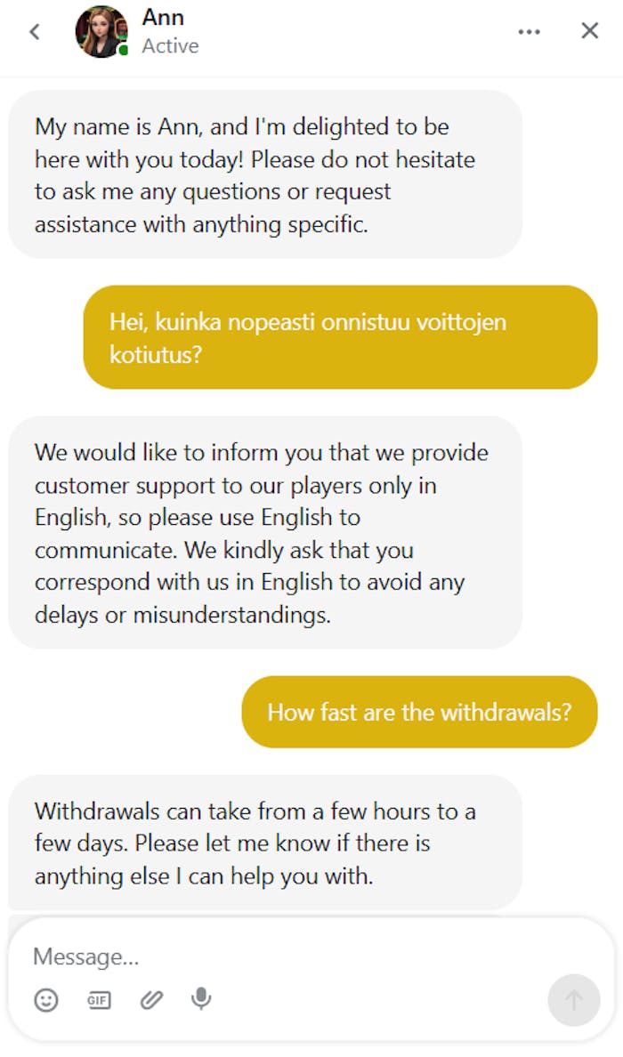 Bingobonga asiakaspalvelu